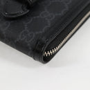 GUCCI GG Supreme Shoulder Bag PVC Black Silver Auth 118863M-13