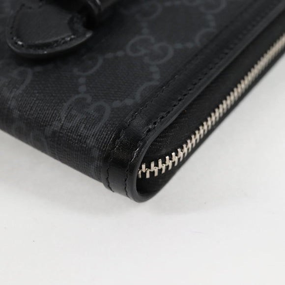 GUCCI GG Supreme Shoulder Bag PVC Black Silver Auth 118863M
