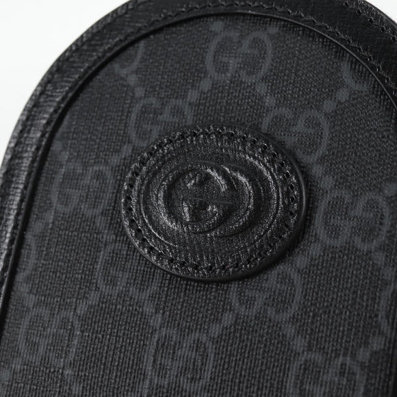 GUCCI GG Supreme Shoulder Bag PVC Black Silver Auth 118863M