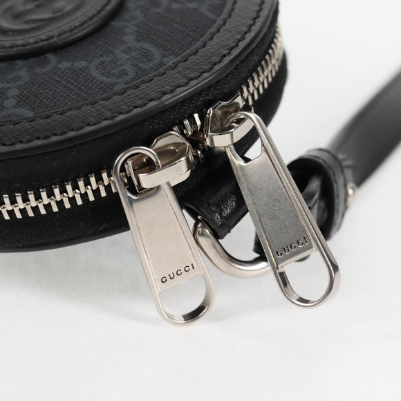 GUCCI GG Supreme Shoulder Bag PVC Black Silver Auth 118863M