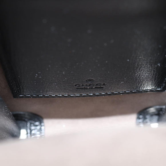 GUCCI GG Supreme Shoulder Bag PVC Black Silver Auth 118863M