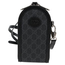 GUCCI GG Supreme Shoulder Bag PVC Black Silver Auth 118863M-2