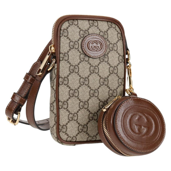GUCCI GG Supreme Shoulder Bag PVC Beige Gold 700959 Auth 118864M