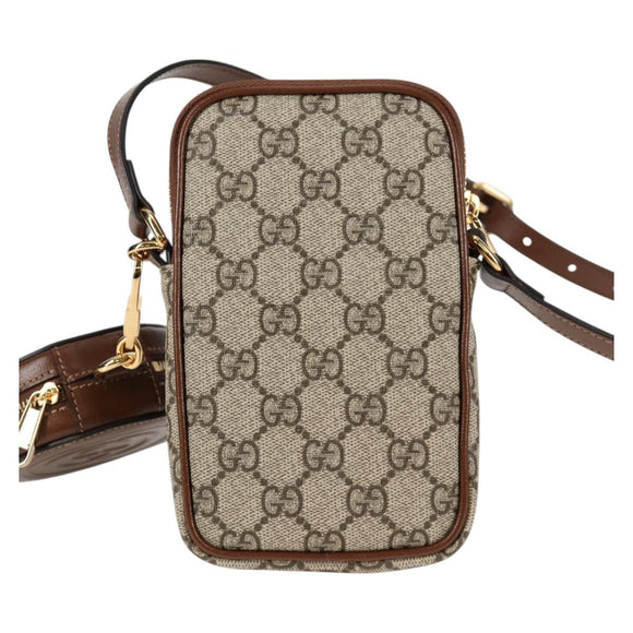 GUCCI GG Supreme Shoulder Bag PVC Beige Gold 700959 Auth 118864M