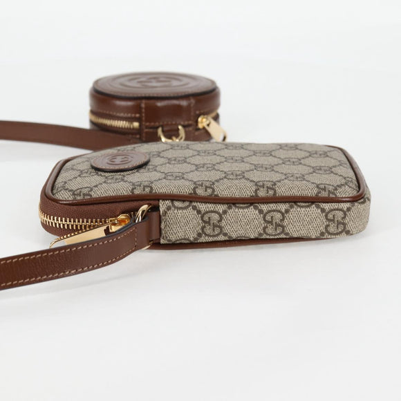 GUCCI GG Supreme Shoulder Bag PVC Beige Gold 700959 Auth 118864M