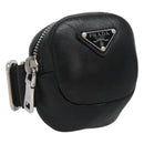 PRADA Pouch Leather Black Silver Auth 118865M-1