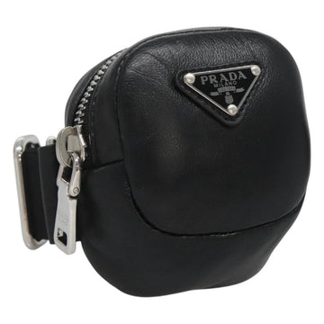 PRADA Pouch Leather Black Silver Auth 118865M