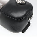 PRADA Pouch Leather Black Silver Auth 118865M-15