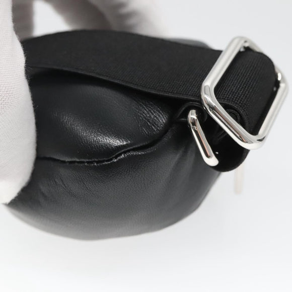 PRADA Pouch Leather Black Silver Auth 118865M