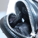 PRADA Pouch Leather Black Silver Auth 118865M-21