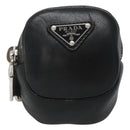 PRADA Pouch Leather Black Silver Auth 118865M-13