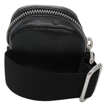 PRADA Pouch Leather Black Silver Auth 118865M - 0