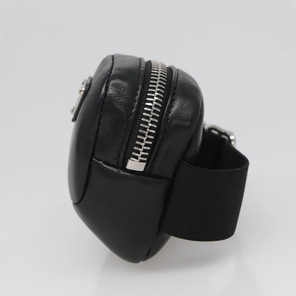 PRADA Pouch Leather Black Silver Auth 118865M