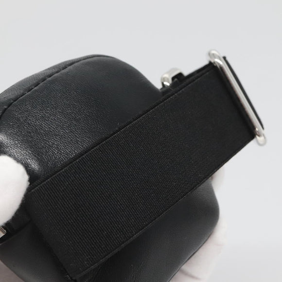 PRADA Pouch Leather Black Silver Auth 118865M