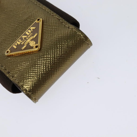 PRADA Pouch Safiano leather 2Set Gold Silver Auth 118868