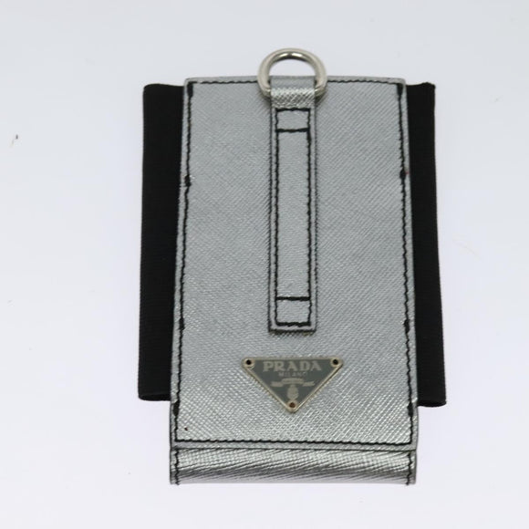 PRADA Pouch Safiano leather 2Set Gold Silver Auth 118868