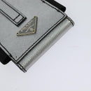PRADA Pouch Safiano leather 2Set Gold Silver Auth 118868-7