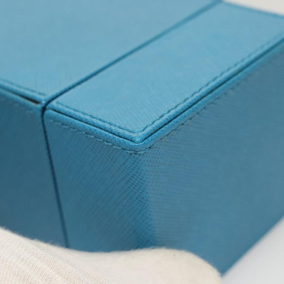 PRADA Cosmetic Pouch Leather Blue Auth 118869M