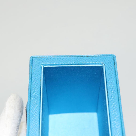 PRADA Cosmetic Pouch Leather Blue Auth 118869M