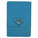 PRADA Cosmetic Pouch Leather Blue Auth 118869M-13