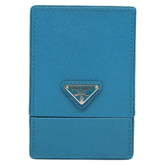 PRADA Cosmetic Pouch Leather Blue Auth 118869M