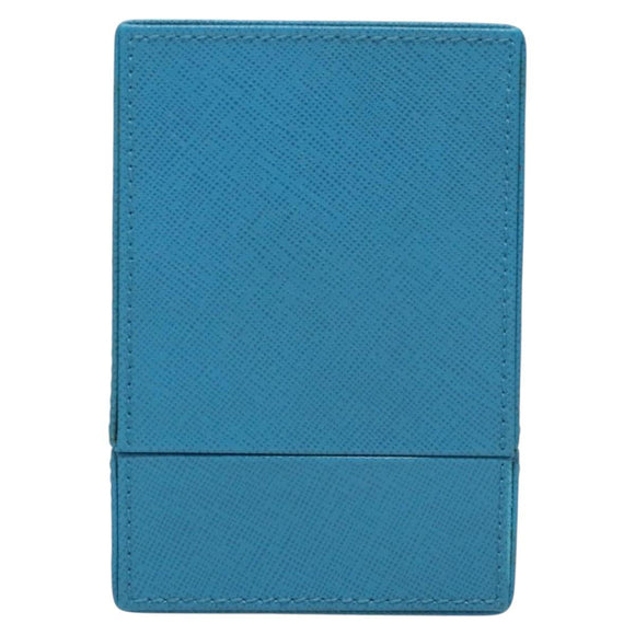 PRADA Cosmetic Pouch Leather Blue Auth 118869M