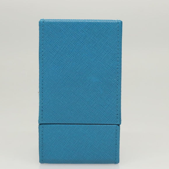 PRADA Cosmetic Pouch Leather Blue Auth 118869M