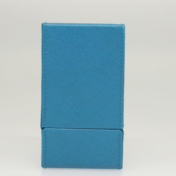 PRADA Cosmetic Pouch Leather Blue Auth 118869M