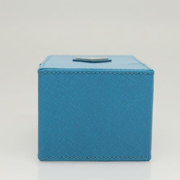 PRADA Cosmetic Pouch Leather Blue Auth 118869M