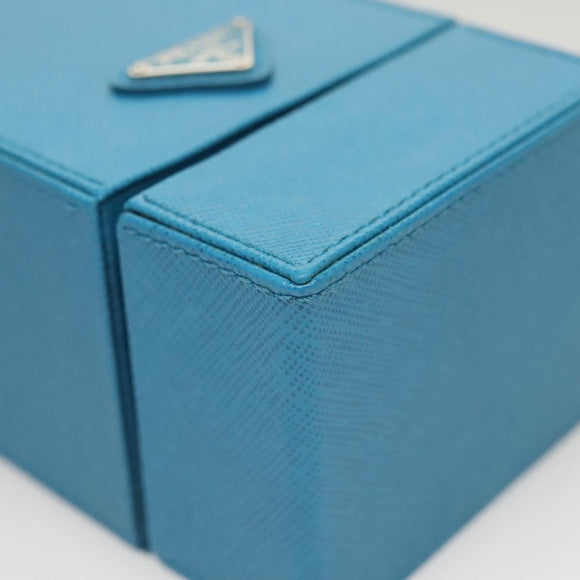 PRADA Cosmetic Pouch Leather Blue Auth 118869M