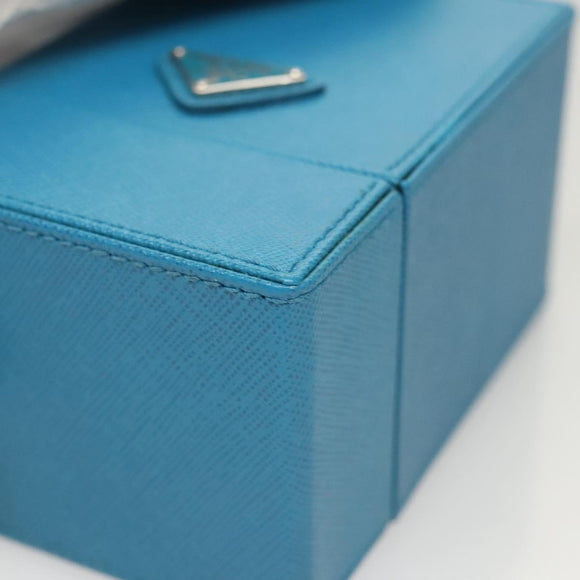 PRADA Cosmetic Pouch Leather Blue Auth 118869M