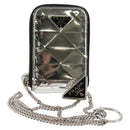 PRADA Necklace Strap Pouch Triangle Panel Silver Tone Auth 118871M-1