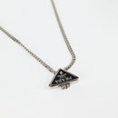 PRADA Necklace Strap Pouch Triangle Panel Silver Tone Auth 118871M-15