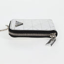 PRADA Necklace Strap Pouch Triangle Panel Silver Tone Auth 118871M-4