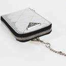 PRADA Necklace Strap Pouch Triangle Panel Silver Tone Auth 118871M-6