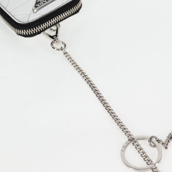 PRADA Necklace Strap Pouch Triangle Panel Silver Tone Auth 118871M