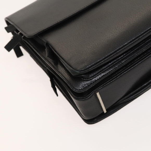 GUCCI Business Bag Leather 2way Black Silver Auth 118896