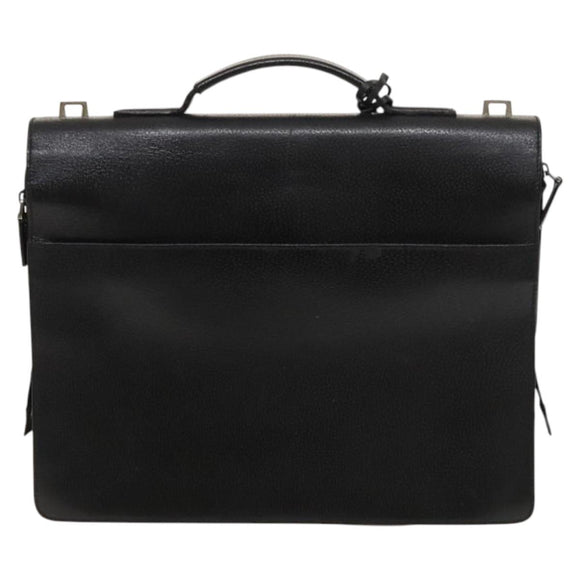 GUCCI Business Bag Leather 2way Black Silver Auth 118896