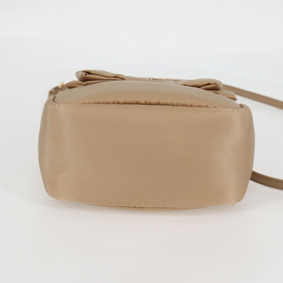 PRADA Hand Bag Nylon 2way Beige Gold Auth 118908SM