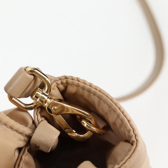 PRADA Hand Bag Nylon 2way Beige Gold Auth 118908SM