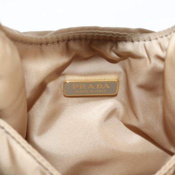 PRADA Hand Bag Nylon 2way Beige Gold Auth 118908SM