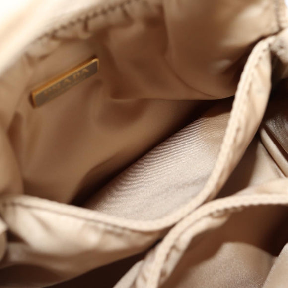PRADA Hand Bag Nylon 2way Beige Gold Auth 118908SM