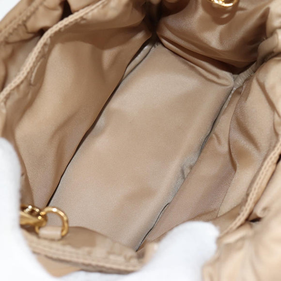 PRADA Hand Bag Nylon 2way Beige Gold Auth 118908SM