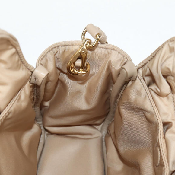 PRADA Hand Bag Nylon 2way Beige Gold Auth 118908SM
