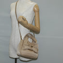 PRADA Hand Bag Nylon 2way Beige Gold Auth 118908SM-23