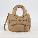PRADA Hand Bag Nylon 2way Beige Gold Auth 118908SM-12