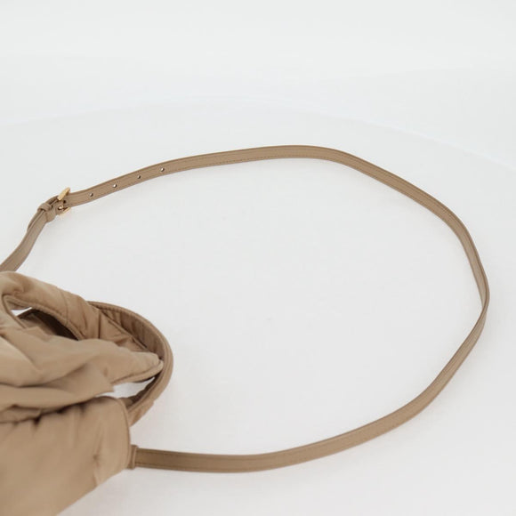 PRADA Hand Bag Nylon 2way Beige Gold Auth 118908SM