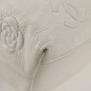 CHANEL Chain Shoulder Bag Patent leather White Gold CC Auth 118910A-15