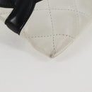 CHANEL Cambon Line Shoulder Bag Lamb Skin White Silver CC Auth 118933V-9