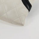 CHANEL Cambon Line Shoulder Bag Lamb Skin White Silver CC Auth 118933V-16